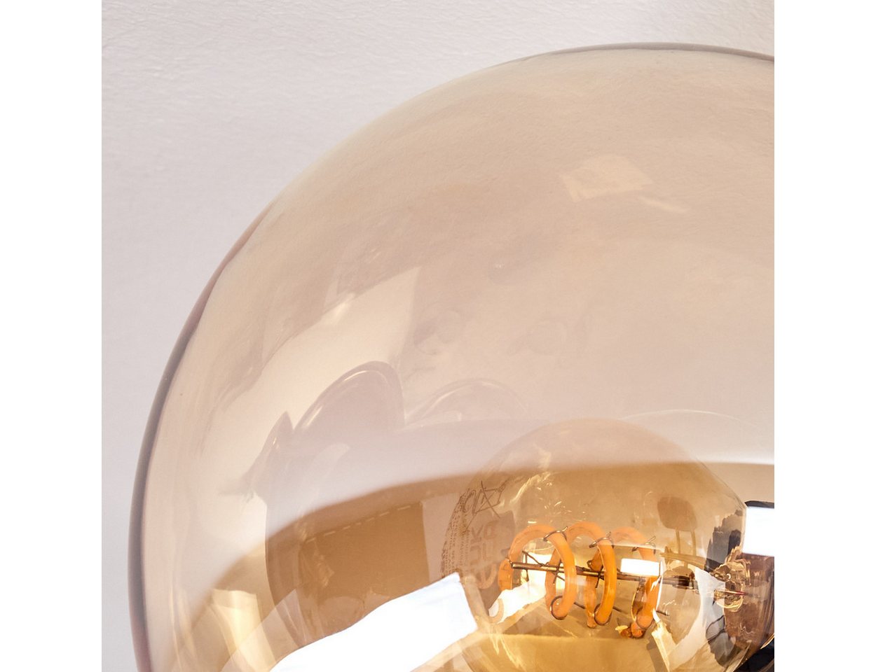 hofstein Deckenleuchte Deckenlampe aus Metall/Glas in Schwarz/Gold-/Bernstein-/Rauchfarben, ohne Leuchtmittel, Leuchte im Retro/Vintage-Design mit Glasschirm (1 – Bild 3 von 5