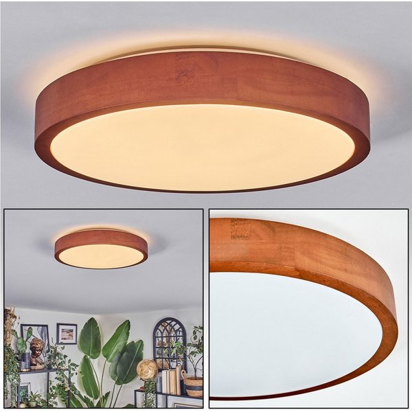 hofstein Deckenleuchte Deckenlampe aus Metall/Holz/Kunststoff in Dunkelbraun/Weiß, ohne Leuchtmittel, 3000 Kelvin, Leuchte im modernen Design, (29,5cm), 16 W, 1