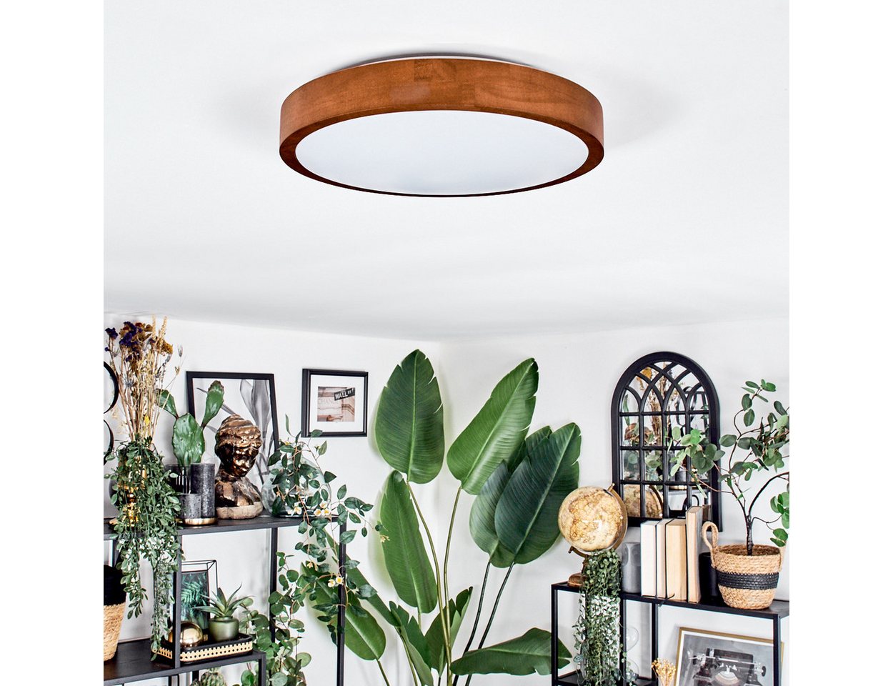 hofstein Deckenleuchte Deckenlampe aus Metall/Holz/Kunststoff in Dunkelbraun/Weiß, ohne Leuchtmittel, 3000 Kelvin, Leuchte im modernen Design, (29,5cm), 16 W, 1 – Bild 2 von 5