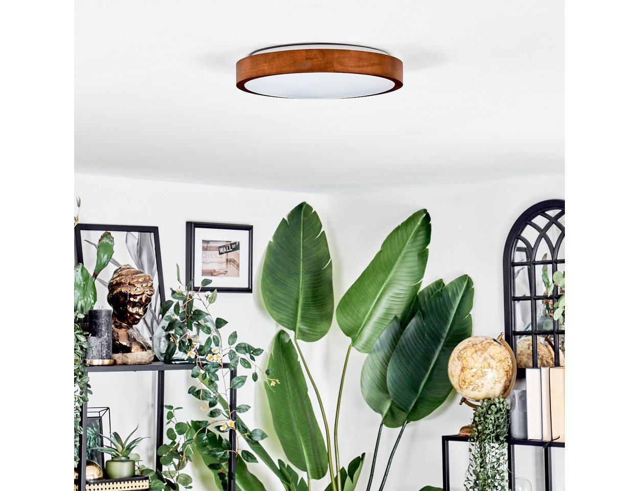 hofstein Deckenleuchte Deckenlampe aus Metall/Holz/Kunststoff in Dunkelbraun/Weiß, ohne Leuchtmittel, 3000 Kelvin, Leuchte im modernen Design, (29,5cm), 16 W, 1 – Bild 5 von 5