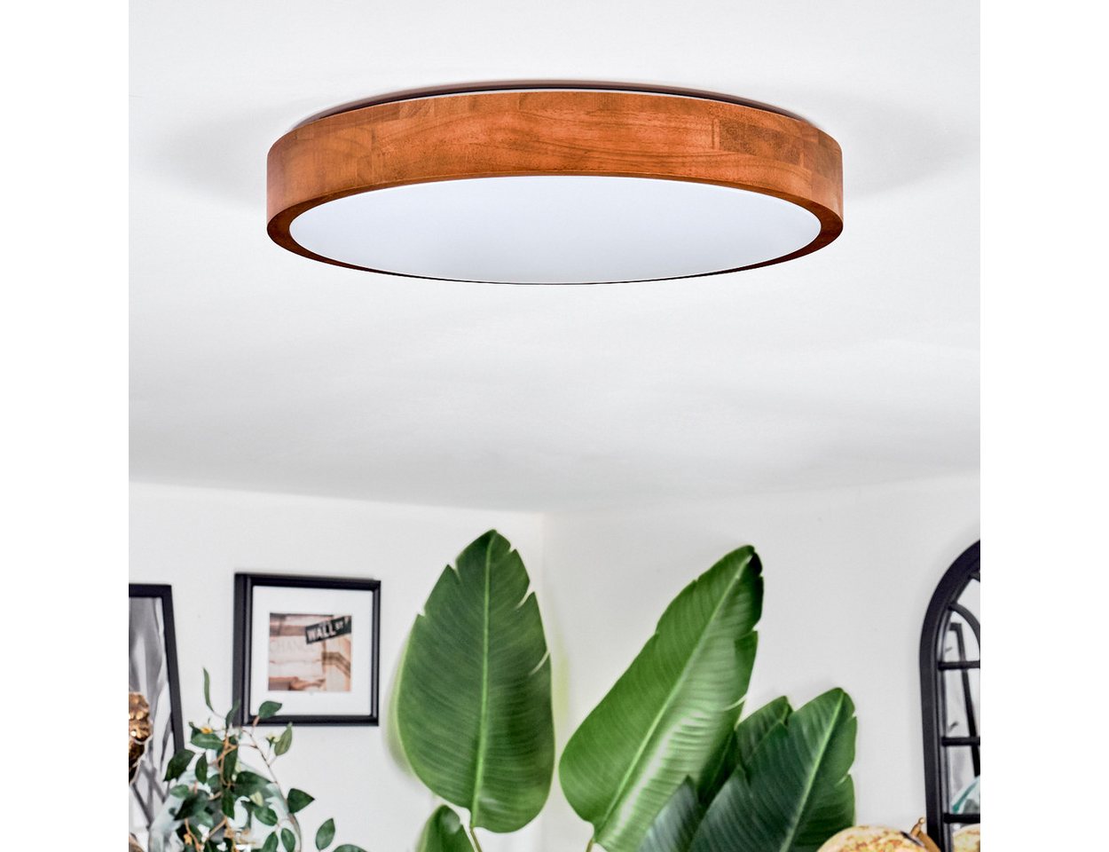 hofstein Deckenleuchte Deckenlampe aus Metall/Holz/Kunststoff in Natur/Braun/Weiß, ohne Leuchtmittel, moderne Deckenleuchte (38,5 cm), CCT einstellbar, mit Fern – Bild 5 von 5