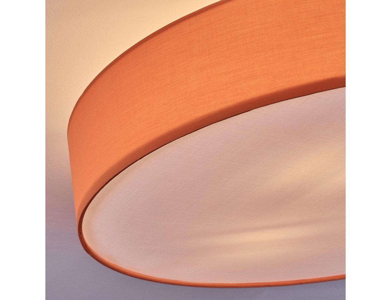 hofstein Deckenleuchte Deckenlampe aus Metall/Stoff/Kunststoff in Nickel-matt/Orange/Weiß, ohne Leuchtmittel, runde Leuchte im modernen Design (60 cm), E27, Ess – Bild 4 von 5