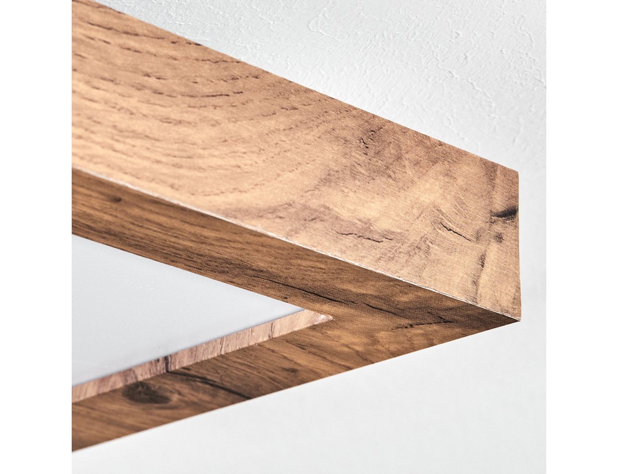 hofstein Deckenleuchte Deckenpanel aus Metall/Kunststoff/MDF in Schwarz/Holzoptik/Weiß, LED wechselbar, 3000 Kelvin, flache Leuchte, skandinavisches Design, 12  – Bild 3 von 5