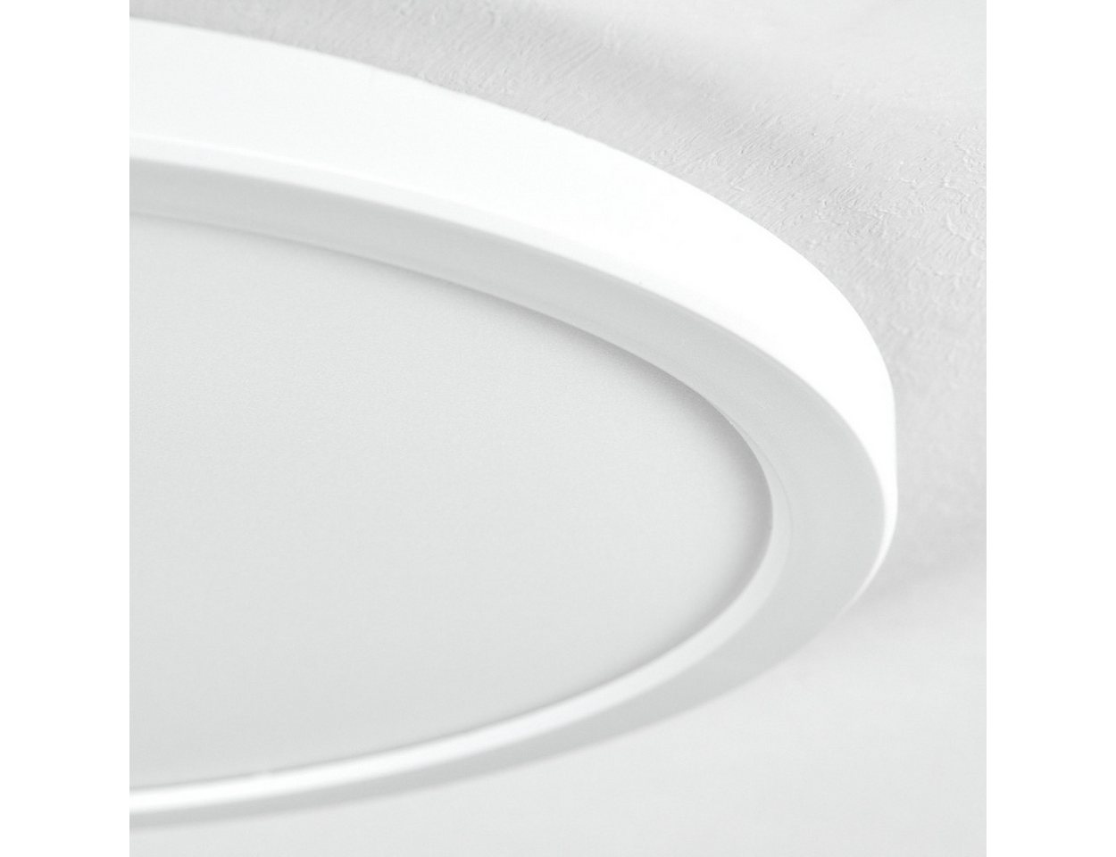 hofstein Deckenleuchte dimmbare Deckenlampe aus Kunststoff in Weiß/Weiß, LED wechselbar, 3000 Kelvin, runde Leuchte im modernen Design, dimmbar über Lichtschalt – Bild 3 von 5