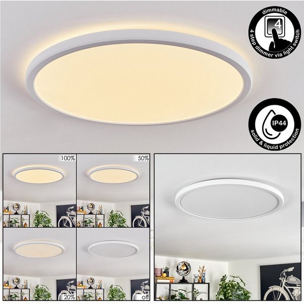 hofstein Deckenleuchte dimmbare Deckenlampe aus Kunststoff in Schwarz/Weiß, LED wechselbar, 3000 Kelvin, runde Leuchte im modernen Design, dimmbar über Lichtsch