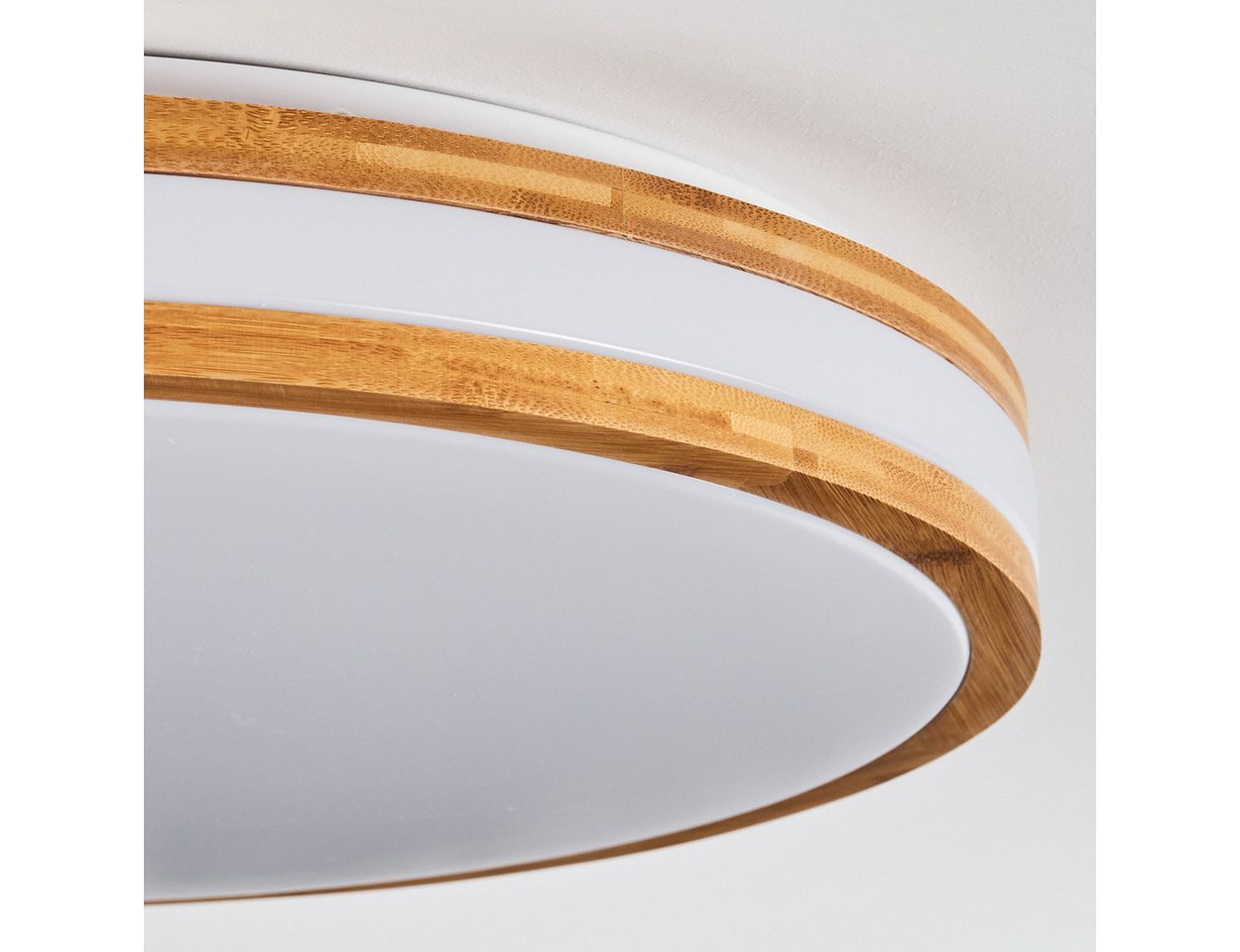 hofstein Deckenleuchte dimmbare Deckenlampe aus Metall/Bambus/Kunststoff in Weiß/Natur, LED wechselbar, 3000 - 6000 Kelvin, LED Leuchte(50cm), 4100 Lumen, 3000  – Bild 3 von 5