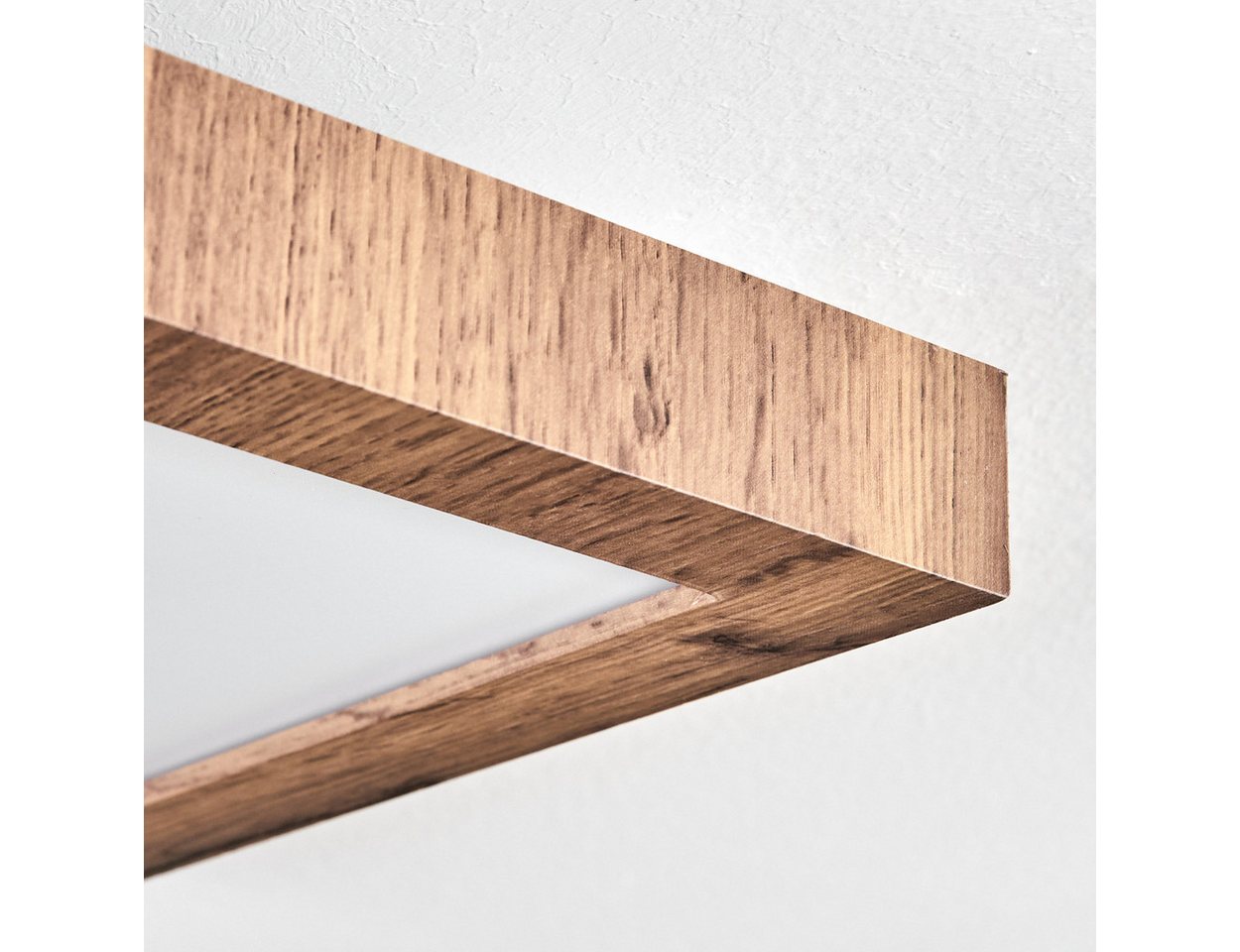 hofstein Deckenleuchte dimmbares Deckenpanel aus Metall/MDF in Schwarz/Holzoptik, LED wechselbar, 2700-6500 Kelvin, skandinavisches Design, mit Fernbedienung, 2 – Bild 3 von 5