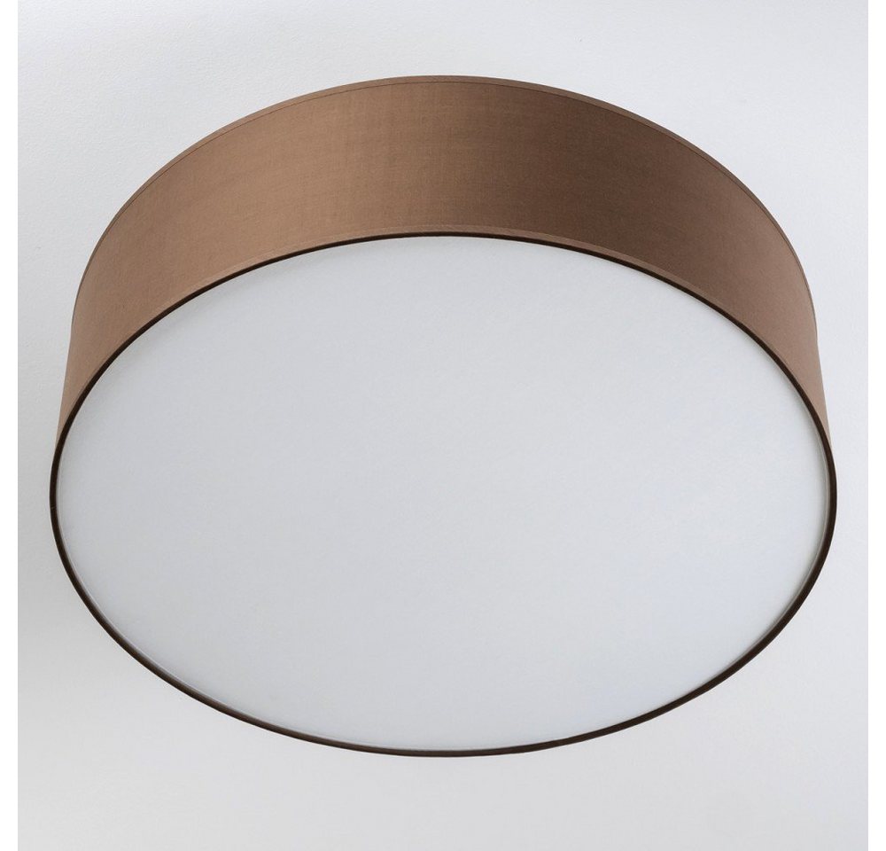 hofstein Deckenleuchte »Mels« runde Deckenlampe mit Lampenschirm aus Stoff in Braun/Weiß, ohne Leuchtmittel, Ø60cm, LED-fähig, 3xE27, 40 Watt, Retro-Design – Bild 4 von 5