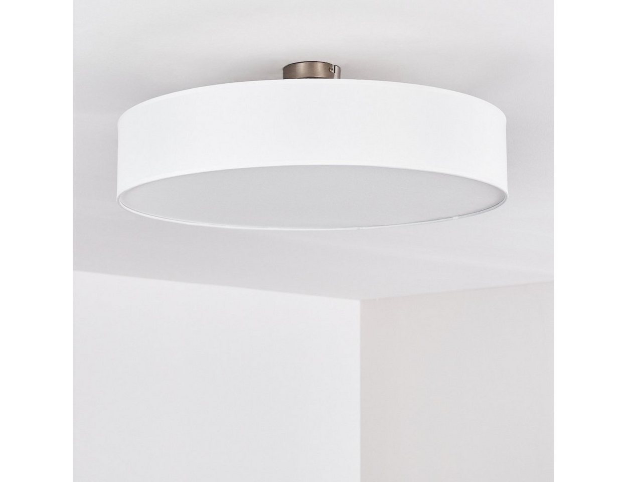 hofstein Deckenleuchte »Mels« runde Deckenlampe mit Lampenschirm aus Stoff in Weiß, ohne Leuchtmittel, Ø60cm, LED-fähig, 3xE27, 40 Watt, Retro-Design – Bild 5 von 5