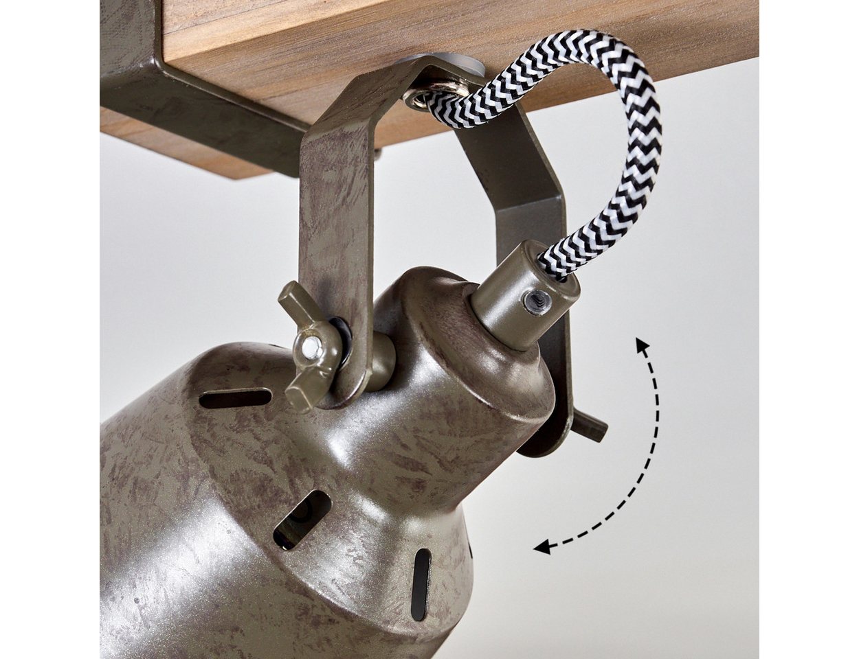 hofstein Deckenleuchte moderne Deckenlampe aus Metall/Holz in Grün-Grau/Natur, ohne Leuchtmittel, Deckenleuchte mit verstellbaren Schirmen, 2 x GU10 ohne Leucht – Bild 3 von 5