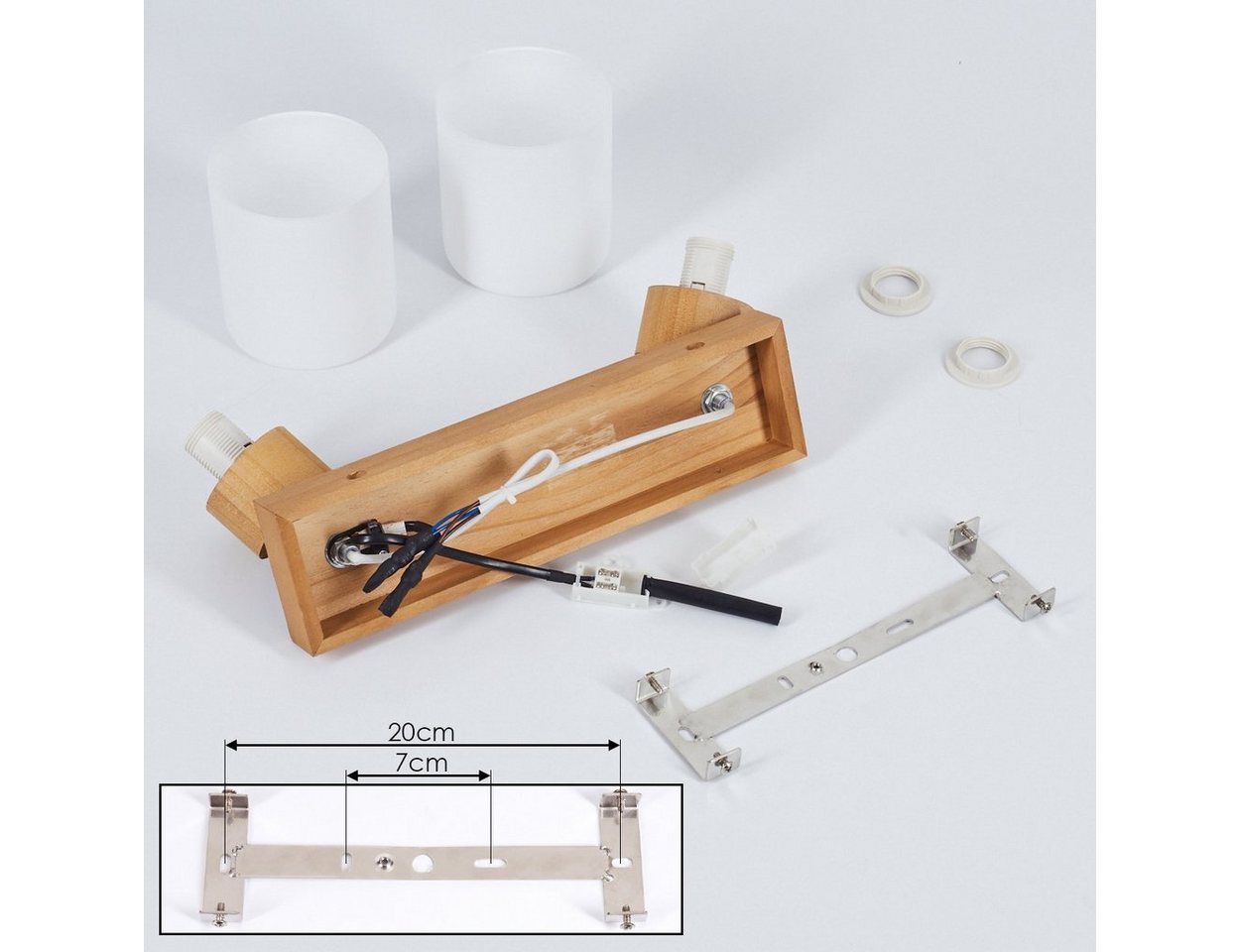 hofstein Deckenleuchte »Montemassi« Deckenlampe aus Holz/Metall/Glas in Natur/Altsilber/Weiß, ohne Leuchtmittel, Leuchte im skandinavischen Design mit verstellb – Bild 5 von 5