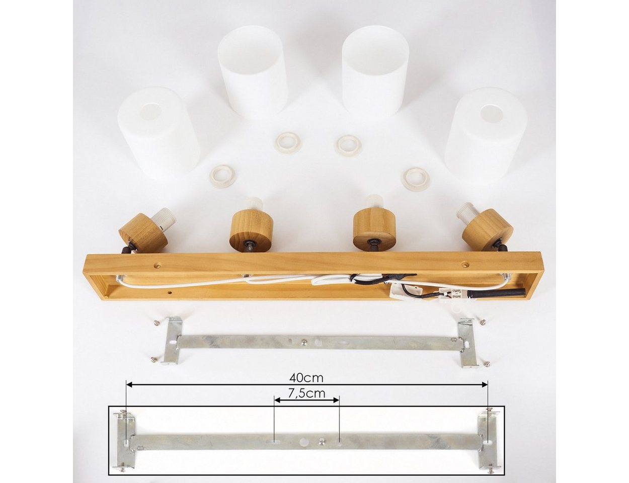 hofstein Deckenleuchte »Montemassi« Deckenlampe aus Holz/Metall/Glas in Natur/Altsilber/Weiß, ohne Leuchtmittel, Leuchte im skandinavischen Design mit verstellb – Bild 5 von 5