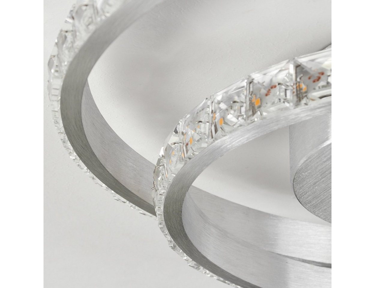 hofstein Deckenleuchte »Paladon« geschwungene Deckenlampe, Metall/Kunststoff, Aluminium/Klar, 3000 Kelvin, dimmbar über Lichtschalter, (38,5cm), LED 23,5 Watt,  – Bild 3 von 5