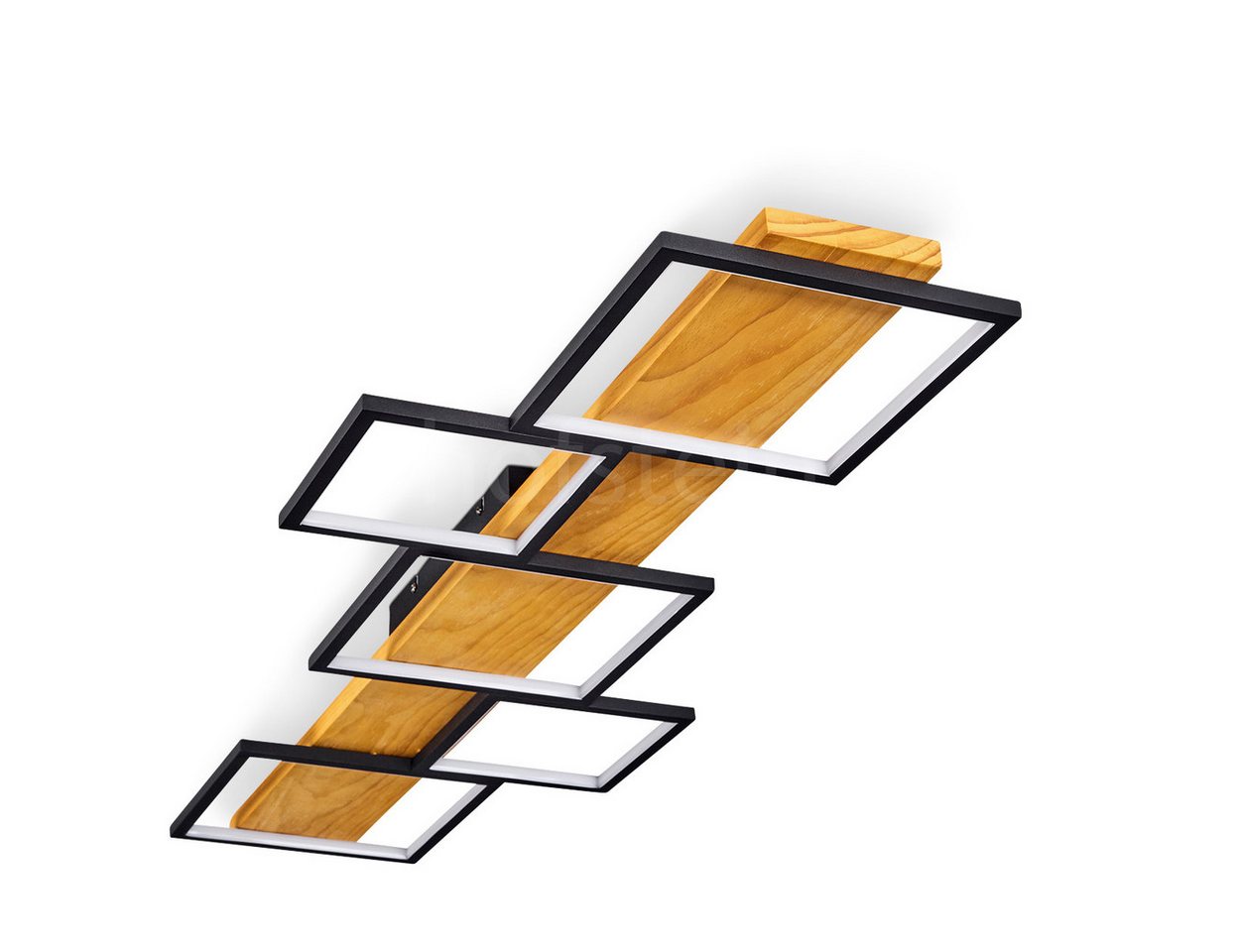hofstein Deckenleuchte »Palermo« dimmbare Deckenlampe, Metall/Holz/Kunststoff, Schwarz/Natur, 3000 Kelvin, über herkömmlichen Lichtschalter dimmbar, LED, 5700 L – Bild 3 von 5