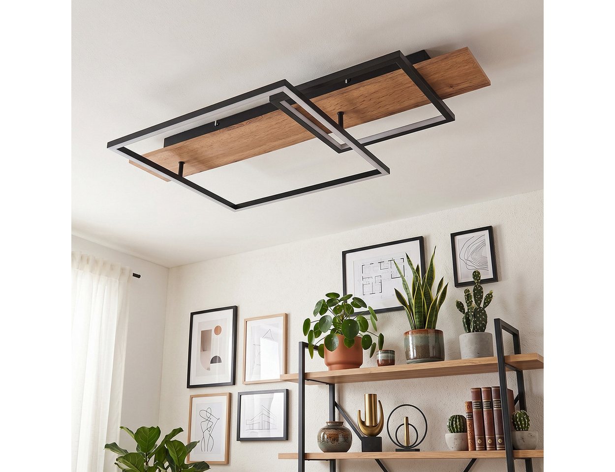 hofstein Deckenleuchte »Palermo« dimmbare Deckenlampe aus Metall/Holz, 3000 Kelvin – Bild 2 von 5