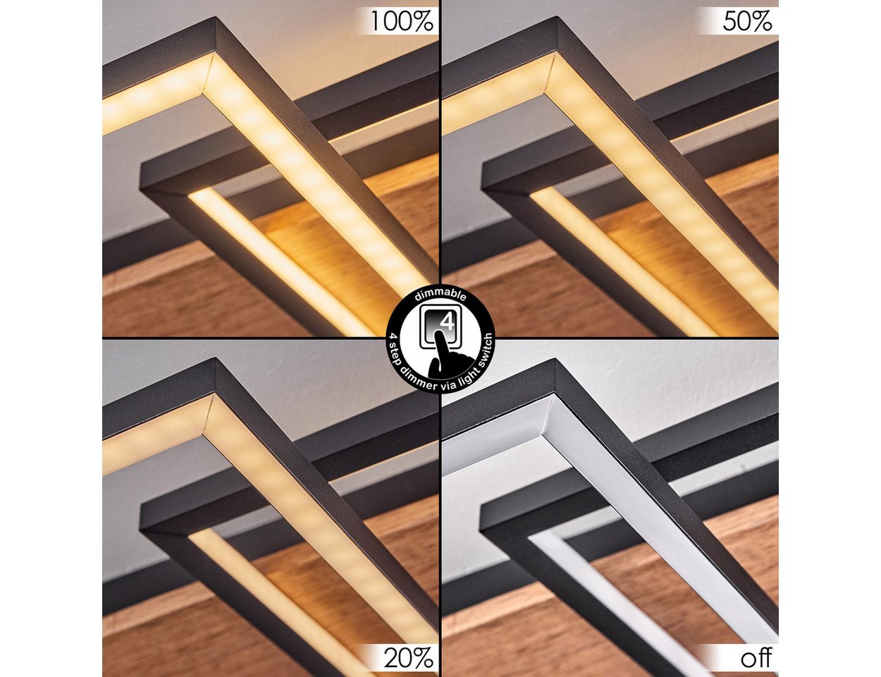 hofstein Deckenleuchte »Palermo« dimmbare Deckenlampe aus Metall/Holz, 3000 Kelvin – Bild 5 von 5
