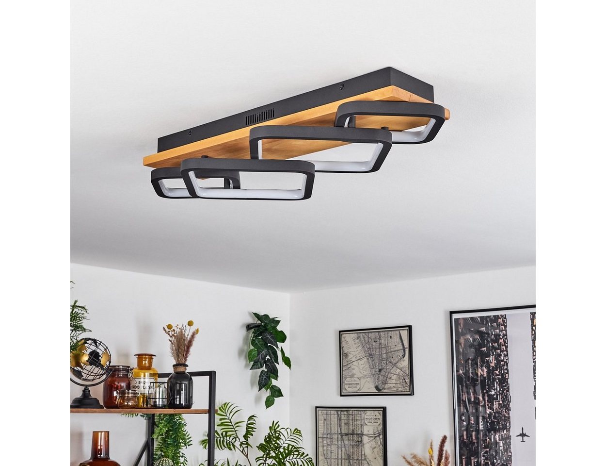 hofstein Deckenleuchte »Palermo« moderne Deckenlampe aus Metall/Holz – Bild 5 von 5