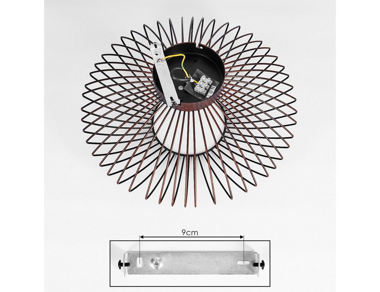 hofstein Deckenleuchte »Pieris« runde Deckenlampe aus Metall in Schwarz/Kupfer, ohne Leuchtmittel, E27, Retro-Leuchte mit Lichteffekt durch Gitter-Optik – Bild 5 von 5