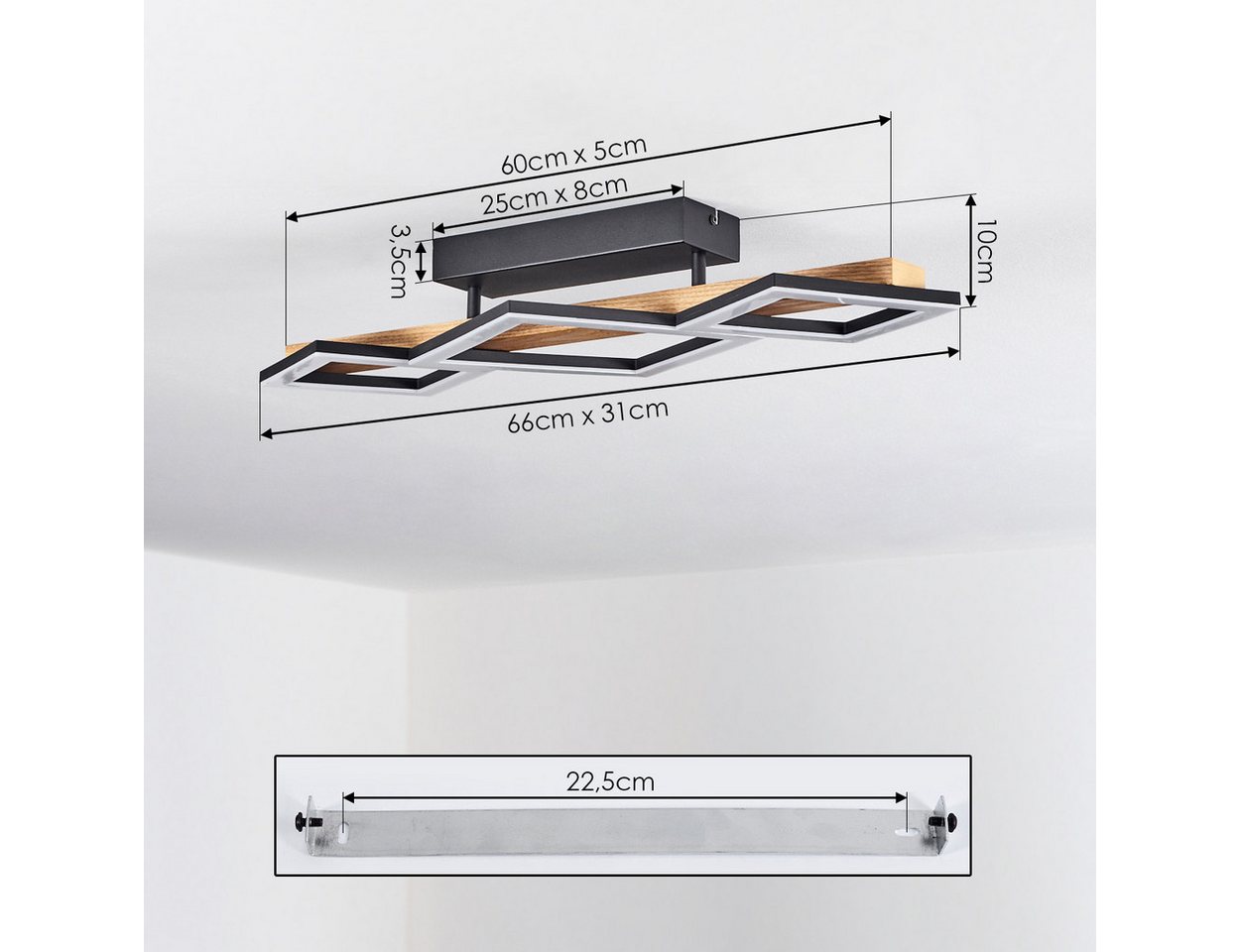 hofstein Deckenleuchte »Stoccareddo« moderne Deckenlampe aus Metall/Holz, 3000 Kelvin – Bild 4 von 5
