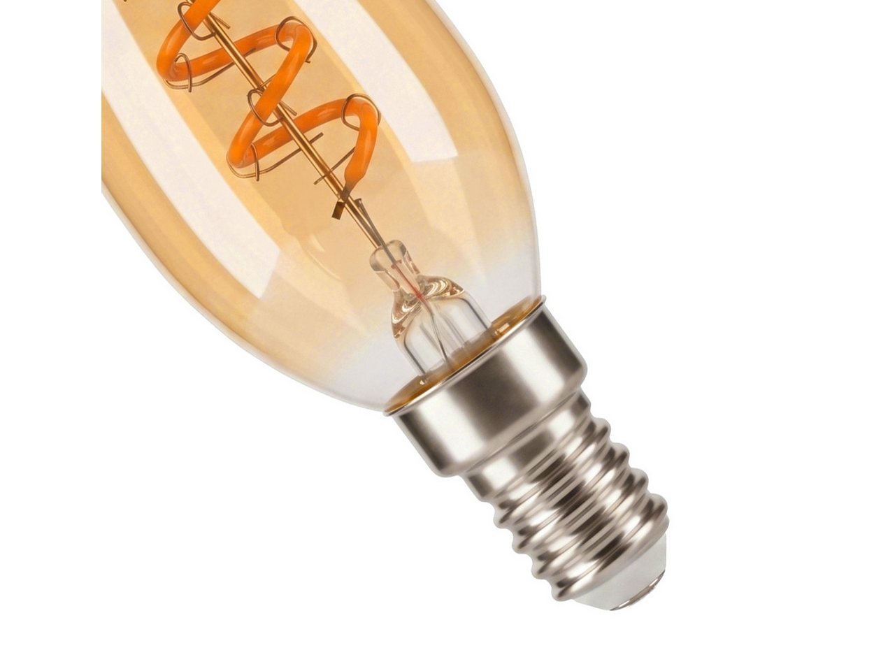 hofstein LED-Leuchtmittel 10er Set Glühbirne Extra Warmweiß dimmbar 4 Watt, E14, 2200 Kelvin, 220 Lumen, Kerze, Filament Spirale, Amber – Bild 4 von 5