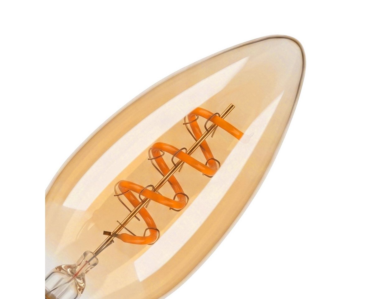 hofstein LED-Leuchtmittel 10er Set Glühbirne Extra Warmweiß dimmbar 4 Watt, E14, 2200 Kelvin, 220 Lumen, Kerze, Filament Spirale, Amber – Bild 5 von 5