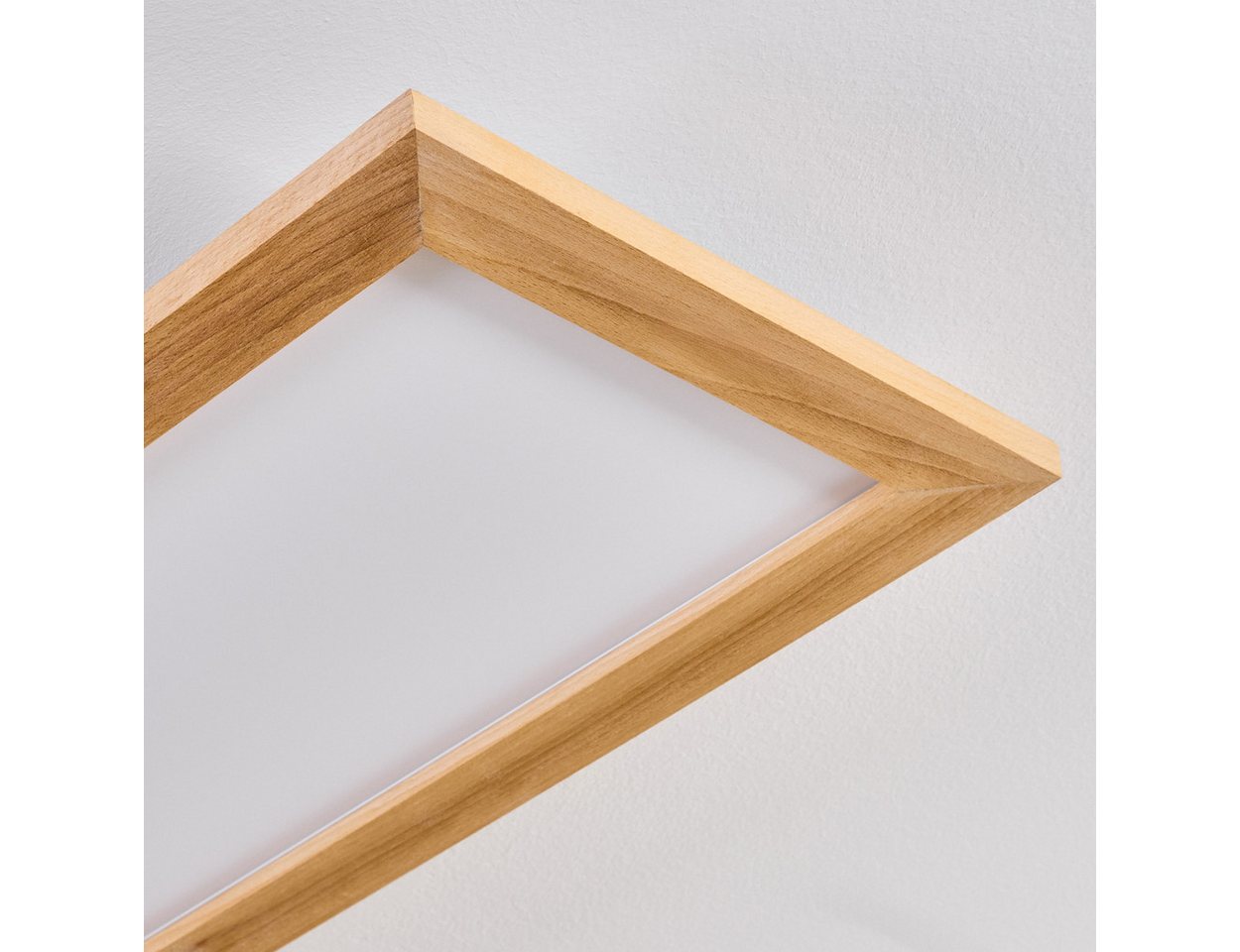 hofstein Panel dimmbare Deckenleuchte aus Metall/Holz/Kunststoff in Weiß/Natur, LED wechselbar, Deckenleuchte Smart Home/App/Fernbedienung, 2700-6500 Kelvin, CC – Bild 3 von 5