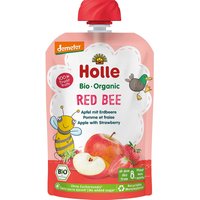 Holle Quetschie Bio-Fruchtmus "Apfel, Erdbeere", Red Bee, ab 8. Monat, 100 g