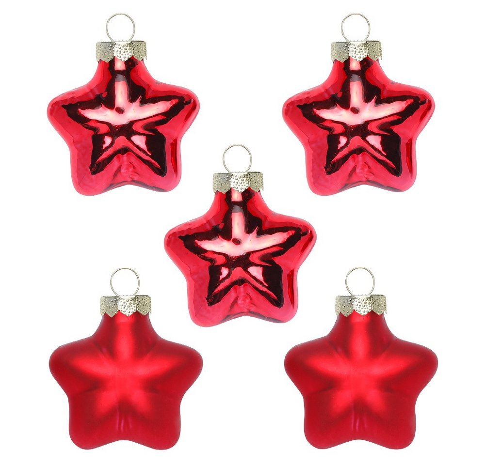 Holly & Jolly Christbaumschmuck, Christbaumschmuck Sterne 4cm Glas 8 Stück - Merry Red – Bild 2 von 2