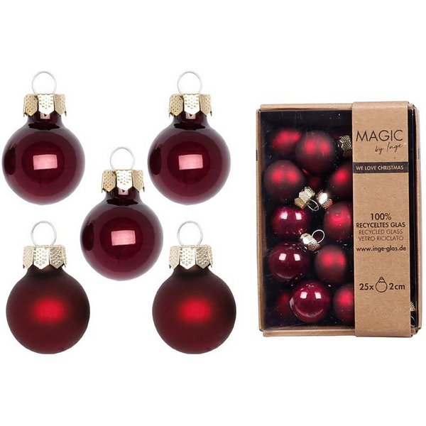Holly & Jolly Christbaumschmuck, Weihnachtskugeln Glas 2cm 25 Stück - Smooth Port
