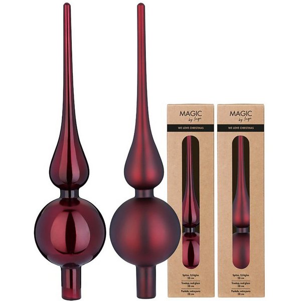 Holly & Jolly Christbaumspitze, Christbaumspitze Glas 28cm 1 Stück matt / glänzend sort. - Smooth Port