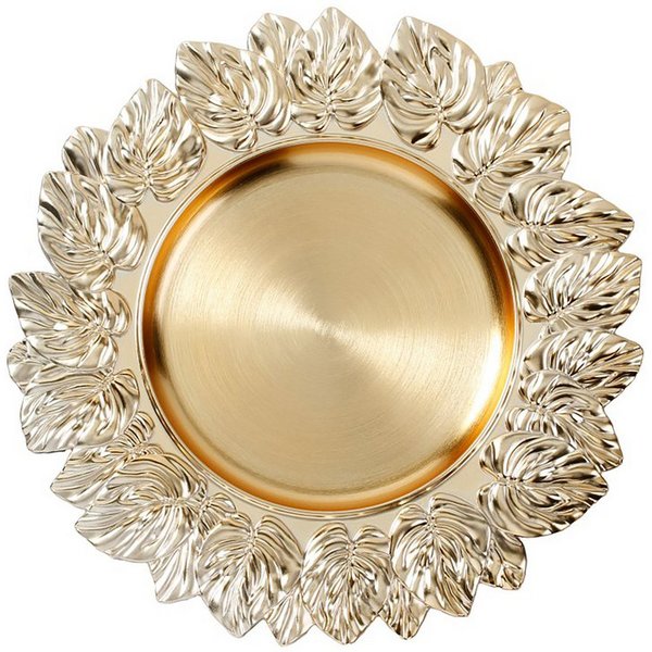 Holly & Jolly Dekoteller, Dekoteller 35cm Kunststoff Blätter - Gold
