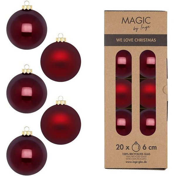 Holly & Jolly Weihnachtsbaumkugel, Weihnachtskugeln Glas 6cm 20 Stück - Smooth Port