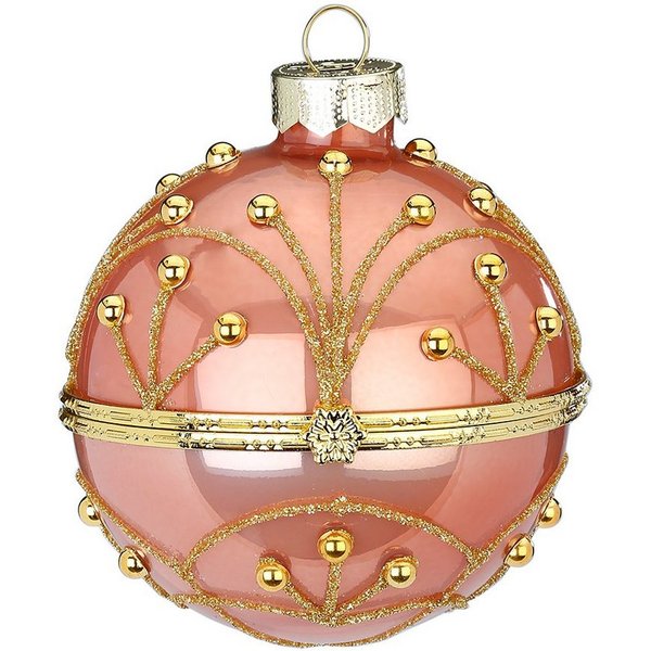 Holly & Jolly Weihnachtsbaumkugel, Weihnachtskugeln Geschenkkugeln zum Befüllen 8cm altrosa
