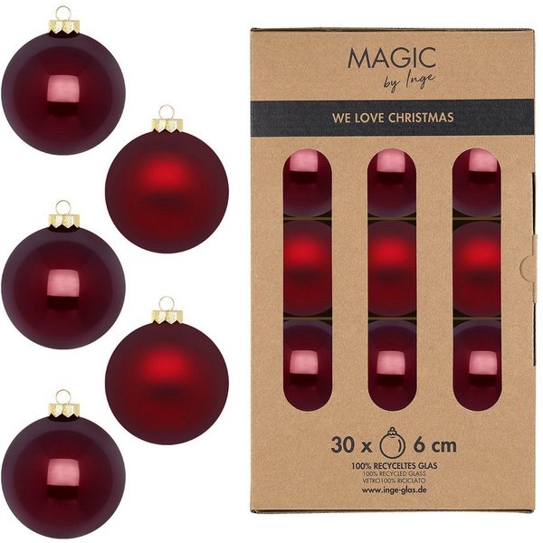 Holly & Jolly Weihnachtsbaumkugel, Weihnachtskugeln Glas 6cm 30 Stück - Smooth Port