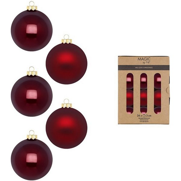 Holly & Jolly Weihnachtsbaumkugel, Weihnachtskugeln Glas 3cm 24 Stück - Smooth Port