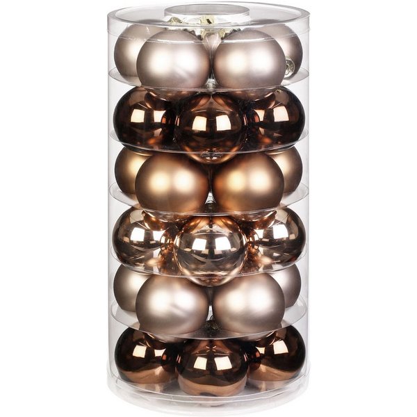 Holly & Jolly Weihnachtsbaumkugel, Weihnachtskugeln Glas 6cm Elegant Lounge, 30 Stück