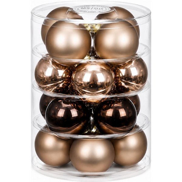 Holly & Jolly Weihnachtsbaumkugel, Weihnachtskugeln Glas 7,5cm 16er Set - Elegant Lounge Mix
