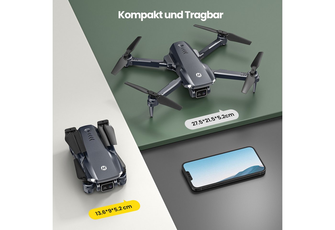 HOLY STONE faltbar, mit 1080P Kamera für Anfänger, optischem Fluss & 2 Akkus Drohne – Bild 2 von 5