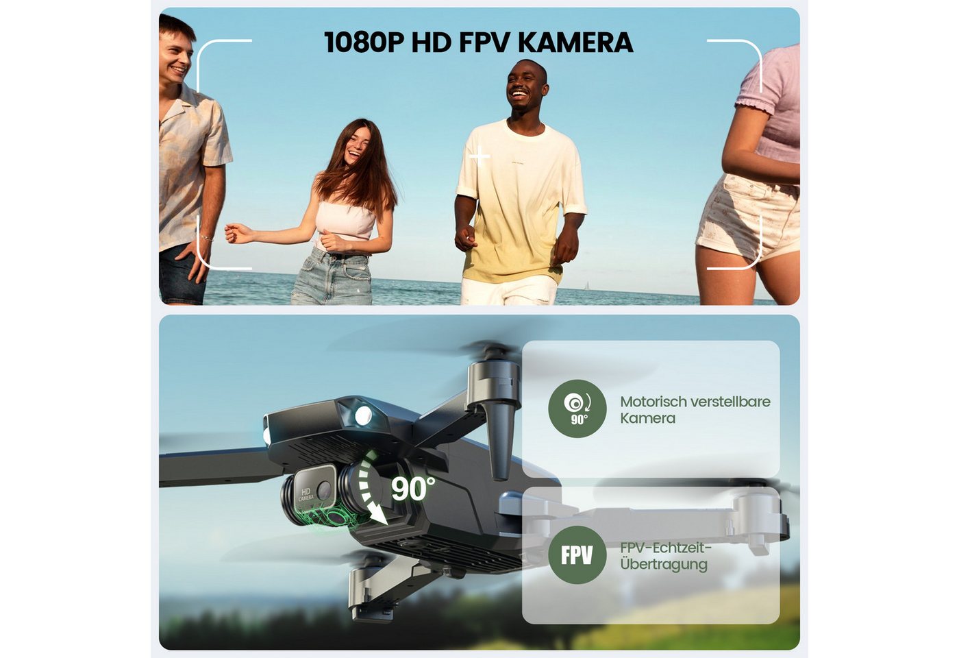 HOLY STONE faltbar, mit 1080P Kamera für Anfänger, optischem Fluss & 2 Akkus Drohne – Bild 3 von 5