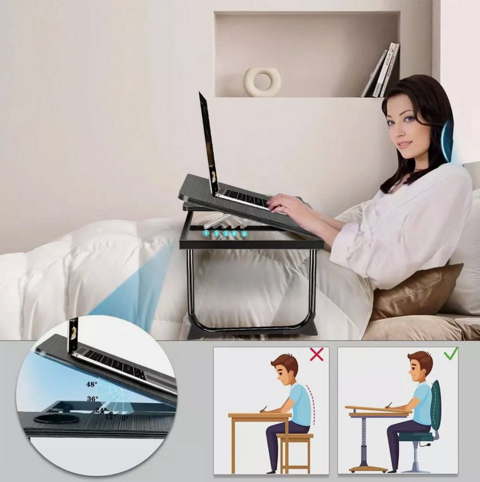 Holz Lichter Laptoptisch Laptoptisch Notebooktisch Betttisch klappbar, Laptop Tablett, Integrierte Kühllöcher für Luftzirkulation – Bild 5 von 5