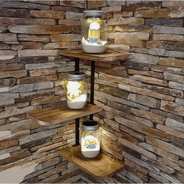 Holz Lichter Wandregal Stelby Eckregal Zickzack – Modernes Wandregal aus Holz, Braun, Packung, Eckregal im Zickzack-Design, platzsparend & vielseitig einsetzbar