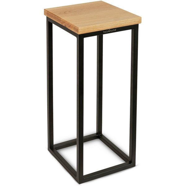 holz4home® Blumenständer Dekoständer aus Eichenholz Massiv Natur Geölt I Dekosäule Stahlrahmen