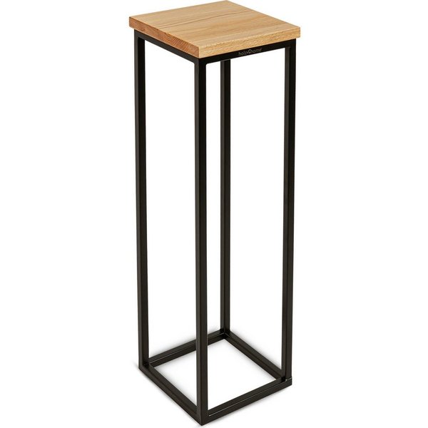 holz4home® Blumenständer Dekoständer aus Eichenholz Massiv Natur Geölt I Dekosäule Stahlrahmen