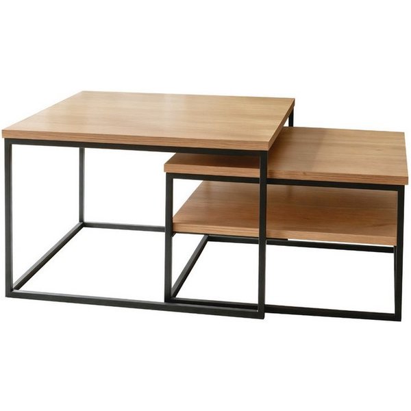 holz4home® Couchtisch 2er Set aus Eiche I Beistelltisch aus Massivholz, Ausziehbar