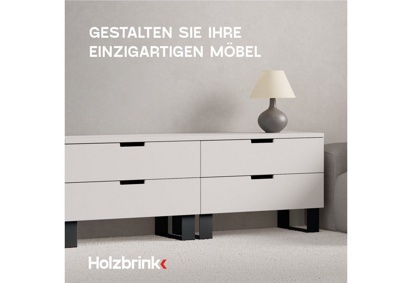 HOLZBRINK Sitzbank Tischgestell Möbelfüße Tischuntergestell inkl. Bodenschoner HLT-05 (Tischkufen), Tischkufen Industriestahl pulverbeschichtet – Bild 2 von 5