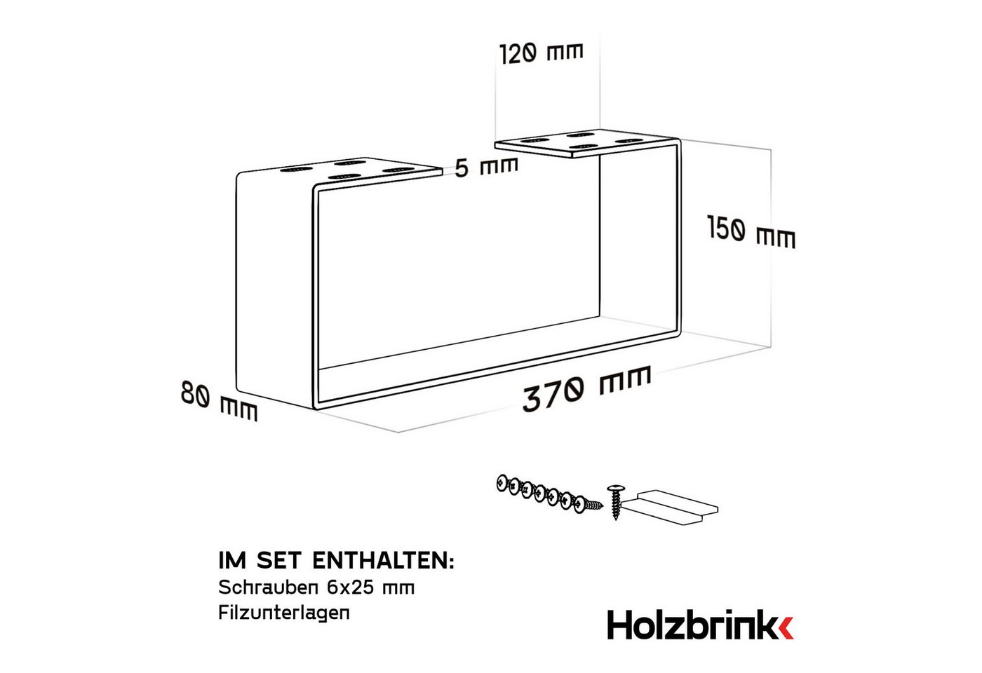HOLZBRINK Sitzbank Tischgestell Möbelfüße Tischuntergestell inkl. Bodenschoner HLT-05 (Tischkufen), Tischkufen Industriestahl pulverbeschichtet – Bild 5 von 5