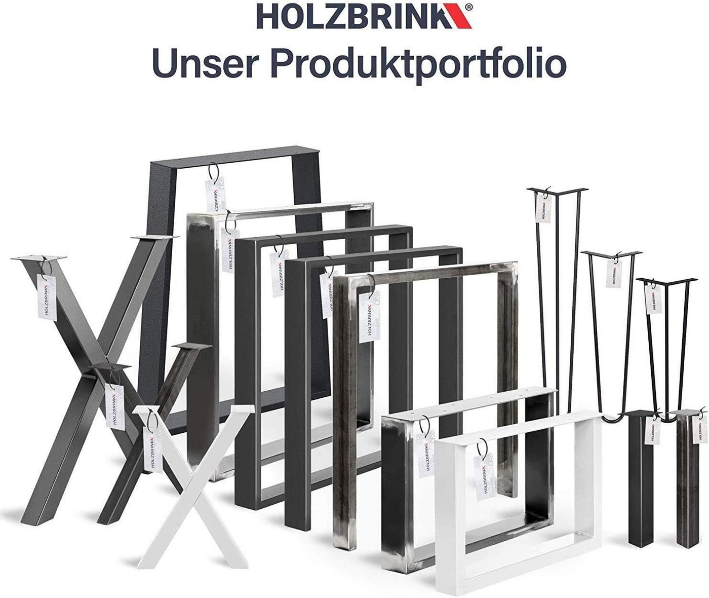 HOLZBRINK Tischbein Tischbein Eckig, Quadratrohr 40x40 mm, Höhe 43 cm, Tiefschwarz 1 St, Tischkufen Industriestahl pulverbeschichtet – Bild 5 von 5