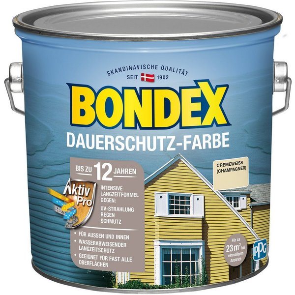 Bondex Holzschutzlasur Bondex Dauerschutzfarbe 2,5 L cremeweiß