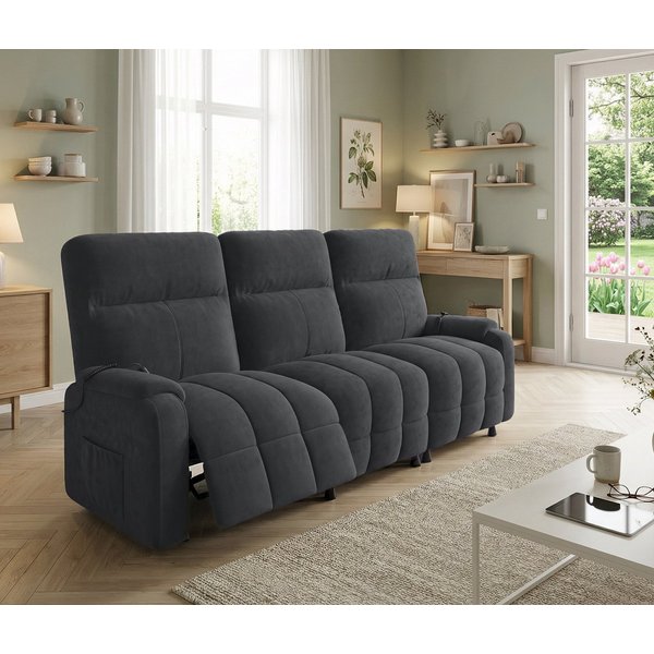 HOMALL Big-Sofa 3er Sitzer Relaxsofa Fernsehsessel, mit Fussteil, Federkern Elektrisch Verstellbar Relaxfunktion Heimkino Sofa