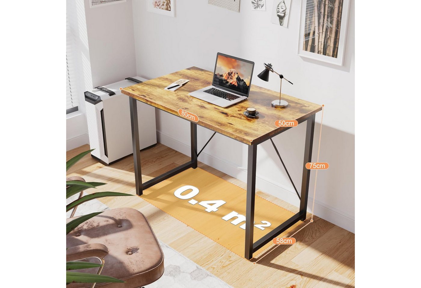 HOMALL Gamingtisch Computertisch, geeignet für kompakte Räume: 80/100/120/140 cm (Kompakter Schreibtisch und Spieltisch, maximale Tragkraft 130 Kilogramm) – Bild 4 von 5